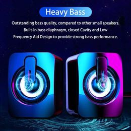 Mini Speakers Computer Speakers Sound Box HIFI Stereo Microphone USB Wired with LED Light For Desktop Computer