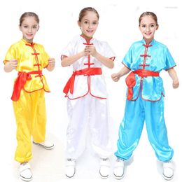 Stage Wear Short Sleeve Tae Kwon Do Kids Wushu Boy Chinese Traditional Clothing China Kungfu Suit Uniforms For Girl Costumes