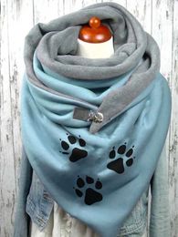 Scarves Women's Blue Cat's Paw 3D Printed Scarf and Shawl 231027