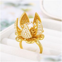 Stainless Steel Open And Close Bud Ring Geometric Elegant Female Garland Flowers Rings For Women Lucky Vintage Jewellery Anillo Dhgarden Otjaf