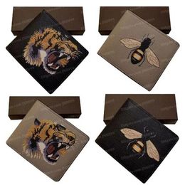 Men Animal Short Wallet Leather Black Snake Tiger Bee Wallets Fashion Man Purse Multi-Card Open Card Holders Purses With Gift Box281w