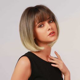 Synthetic Wigs Wig for women with straight hair short bangs wavy hair multiple Colours available