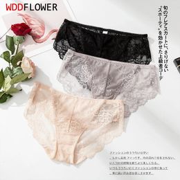 Women's Panties 3 PACK 100 Silk Lining with Lace Sexy Briefs Underwear Lingerie S M L TG002 231027