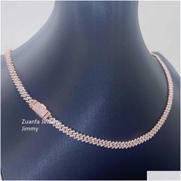 Pendant Necklaces Pendant Necklaces Pass Diamond Tester 5Mm Width One Row 925 Sterling Sier Vvs Moissanite Cuban Link Chain Necklace D Otgft