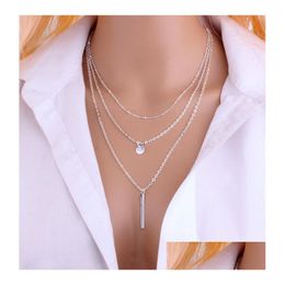 Pendant Necklaces Fashion Sequins Mti Layer Long Bohemian Necklace For Women Bijoux Jewelry Accessories Drop Delivery Pendants Dh0Pj