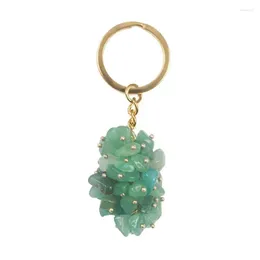 Keychains Light Yellow Gold Colour Circle Irregular Shape Green Aventurine Key Chain Lapis Lazuli Ethnic Style Jewellery