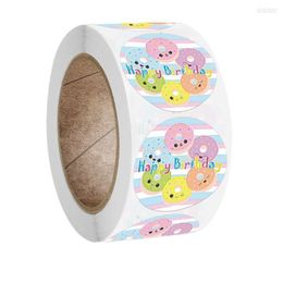 Gift Wrap 500 Children's Cartoon Happy Birthday Sticker Roll Cute Easter Egg Stickers For Kids Day