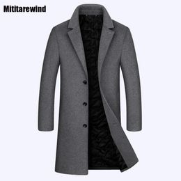 Men's Wool Blends Winter Jacket 50 Coat for Men Simple Causal Mid Long Woolen Korean Fashion Solid Thickened Warm Overcoat 231027