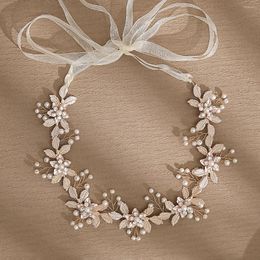 Hair Clips Fairy Crystal Bride Hairbands Imitation Pearl Flower Baroque Leaf Tiara Headdress Head Piece Wedding Jewellery Accessories