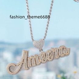 necklace moissanite chain Gold Pendant Pass Diamond Tester Hip Hop Custom 925 Sterling Silver Name Iced Out Letter