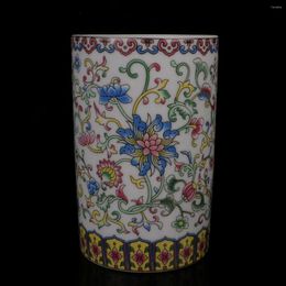 Bottles Jingdezhen White Glaze Enamel Colored Flower Pen Holder Antique Porcelain Decoration