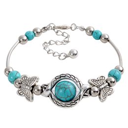 Women Bohemian Bracelet Creative Turquoise Beaded Bangle Butterfly Bracelet Fashion Jewellery