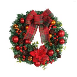 Decorative Flowers Christmas Bow Wreath Front Door Decoration Decor Garland Artificial Years Sign For