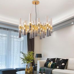 Pendant Lamps Postmodern Simple Chandelier Lighting Creative Lustre Led Modern Hanging Lamp Living Room Light For Home Villa Glass