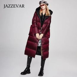 Women's Down Parkas JAZZEVAR Winter 90 White Duck Thick Down Jacket Women Windproof Hooded Warm Profile Long Coat 231027