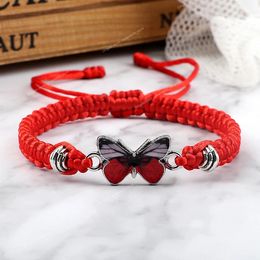 Red Butterfly Charm Bracelet Handmade Braided Rope Thread Fashion Adjustable Bracelets Bangles Women Lucky Jewelry Friends Gift Fashion JewelryBracelets