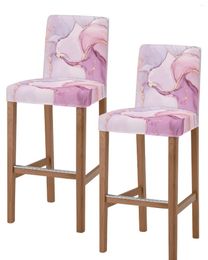 Chair Covers Marble Gradient Pink Bar Cover Stretch Short Back High Soft Protector For Banquet El