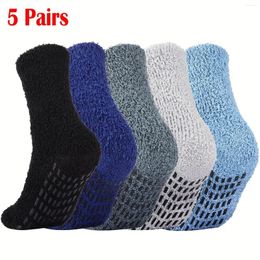 Men's Socks 5pairs Fluffy With Grips Anti-skid Mens Warm Multipack Bed Christmas Gifts For Men