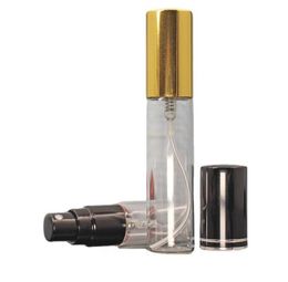 Empty 5ml 10ML Glass Fine Mist Atomizer Bottles with Gold or Silver Caps Refillable Perfume Cologne Decant Spray Bottles