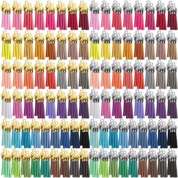 Keychains Lanyards 100pcs Keychain Tassels Bulk Leather Tassel Coloured Tassel Pendants for DIY Keychain and Craft 40 Colours 231027