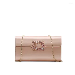 Evening Bags 2023 Temperament Silk Satin Champagne Women's Bag Celebrity Fashion Dinner Handbag