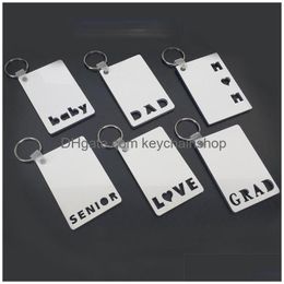 Sublimation Keychain Party Favor Love Grad Dad Mom Senior Key Chain Creative Diy Gift Blank Mdf Keyrings Drop Delivery Dhkmd