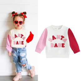 Pullover FOCUSNORM 0 4Y Toddler Kids Girl Christmas Sweatshirts T Shirts Letter Fuzzy Embroidery Long Sleeve Tops 231027