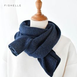 Scarves Navy blue luxury cashmere scarves men and women winter knitted scarf adults warm long wool man scarves solid color 231027