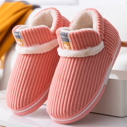 Cotton slippers women's winter thick-soled cute pink home warm slippers home anti slip men's bag heel cotton slippers winter