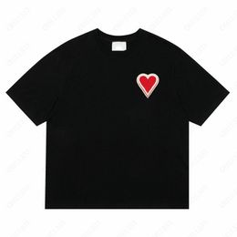 Amis Designer T Shirt Top Men Women Summer Short Sleeve Tees Red Heart Embroidery Tee Comfortable Mens Couple T-shirt Love pattern Casual Amis Shirt qo