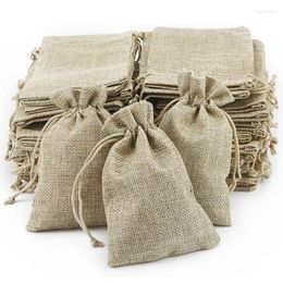 Gift Wrap 5Pcs Burlap Bags With Drawstring Jute Linen Sacks Storage Bag For Wedding Favours Party Box