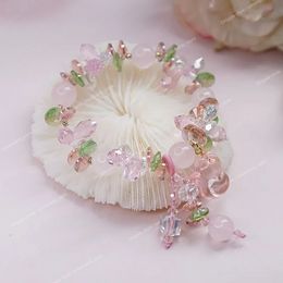 Ruifan Animal Fox Pendant Natural Stone Pink Crystal Beaded Bracelets for Women Girls Fashion Jewellery Accessories Gifts YBR563 Fashion JewelryBracelets