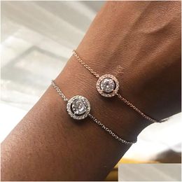 Round Micro Mosaic Cz Crystal Rose Gold Colour Bracelet Fashion Austrian Jewellery For Women Sale H165 Drop Delivery Dhgarden Ot49V