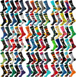 Men's Socks 10 pair socks for women and men cotton funny crew cartoon animal fruit warm christmas gift middle 231027