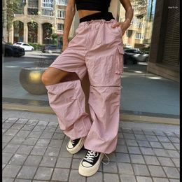 Women's Pants Y2k PInk Cargo Tied Ruched Women Retro Low Waist Baggy Pockets Harajuku Joggers 2023 Drawstring Sweatpants