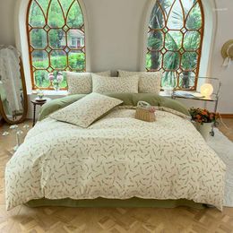 Bedding Sets Style Small Fresh Floral Pattern Four-piece Cute Girly Heart Set Four Seasons Universal Soft Jacquard Quilt Cover