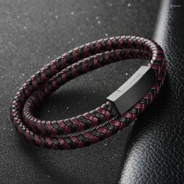 Charm Bracelets Men's Genuine Leather Woven Bracelet Jewelry Wholesale Stainless Steel Bracelet's Magnetic Buckle Accessory Hand Ring