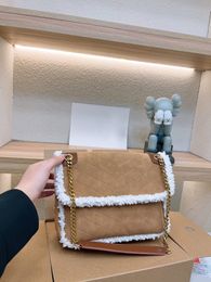 Lamb wool chain bag Niki suede shoulder bag yslies Warm Colour for autumn and winter lamb plush edge casual yet stylish fashion bag