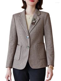 Women's Suits Arrival Autumn Winter Women Formal Blazer Jacket Ladies Apricot Grey Female Business Work Wear Coat With Pocket