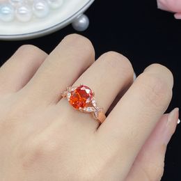 Ring women Orange Crystal Bow Knot zircon Diamond Rose Gold Ring Girlfriend Party Birthday Gift Adjustable