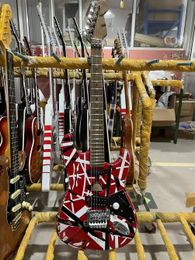 Edward Eddie Van Halen Heavy Relic Red Franken 5150 Electric Guitar Black White Stripes Floyd Rose Tremolo Bridge Frankenstein