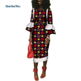 Ethnic Clothing Long Sleeve Lace Dresses For Women Riche Wax Print Patchwork Dashiki African Style Party Dress Customise Wy3657