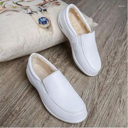 Dress Shoes Winter Add Wool Warm Cushion Sponge White Slope Heel Anti-skid Leisure Women's Mother Work