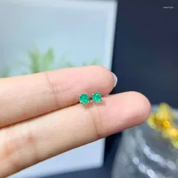Stud Earrings Small Silver Emerald For Office Woman 3mm Natural 925 Jewelry