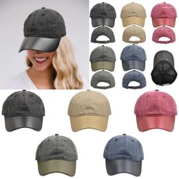 Ball Caps Washed Cotton Pu Leather Splicing Baseball Cap Men And Women Spring Autumn Outdoor Casual Adjustable Snapback Hip Hop Gorras