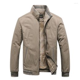 Men's Jackets Winter Business Casual Plush Jacket Middle Aged Standing Collar Warm Coatjackets For Mencoat Me