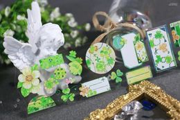 Gift Wrap Vintage Green Clover Crystal PET Tape For Card Making Planner DIY Scrapbooking Plan Sticker