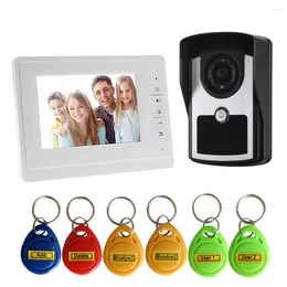 Video Door Phones SYSD Phone 7" Wired LCD Monitor Intercom Doorbell Kits With RFID Night Vision Camera
