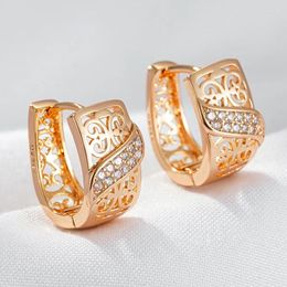Brincos de argola wbmqda 585 cor ouro rosa zircão natural para mulheres luxo retrô étnico acessórios de joias de casamento