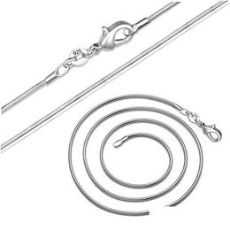 Ketten lang 16-28 Zoll 40-80 cm authentische solide 925 Sterling Silber Halsreifen Halsketten 1 mm Schlangenketten Halskette für Tropfenlieferung Dhgarden Otvlc